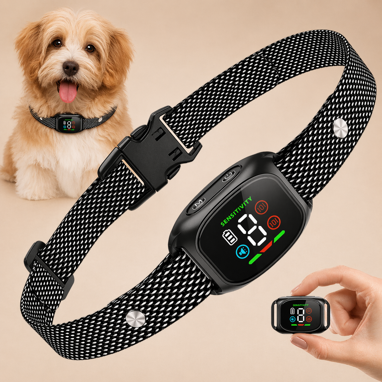 Smart Anti Bark Collar for Dogs - Rechargeable Waterproof Training