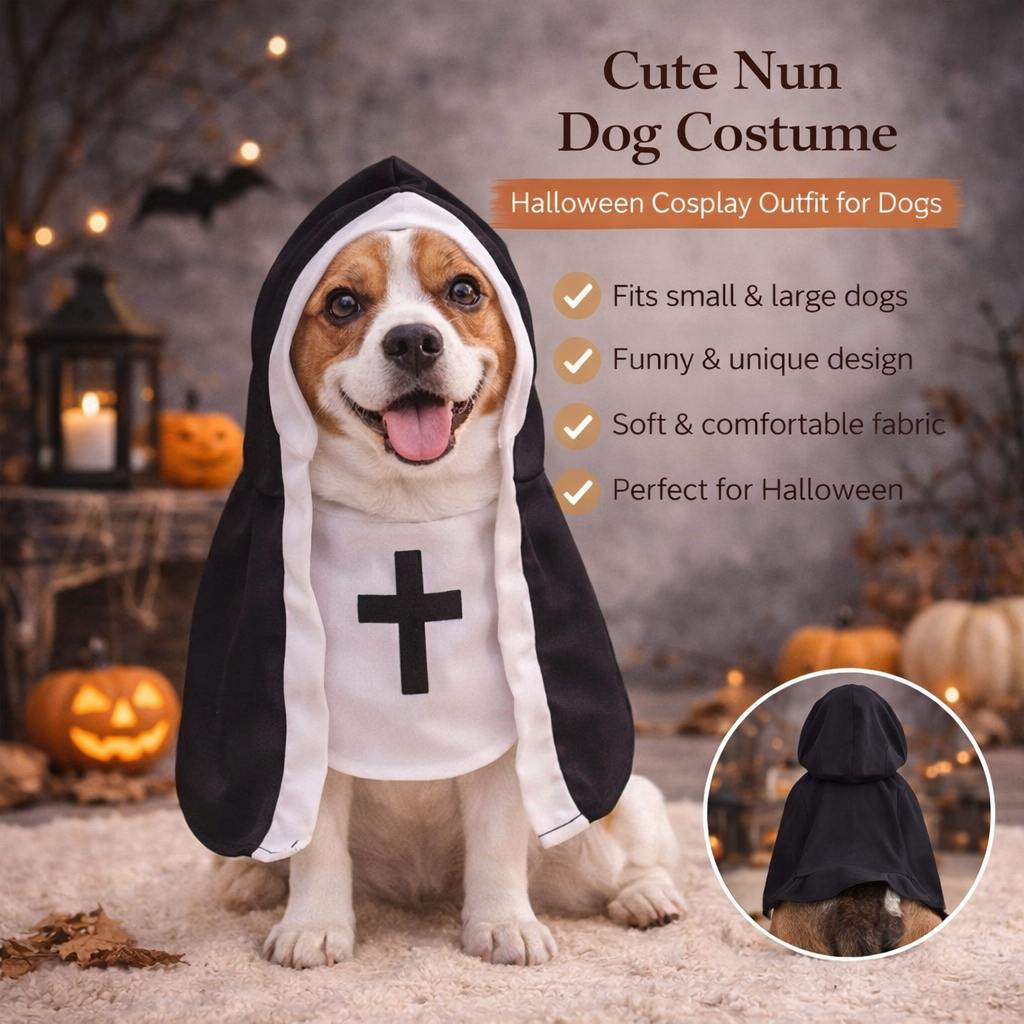 Halloween Dog Costume Cute Nun Cosplay Outfit For Small Large Dogs