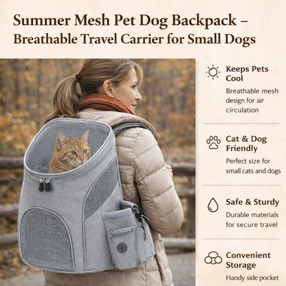 Summer Mesh Pet Dog Backpack - Breathable Travel Carrier for Small Dogs