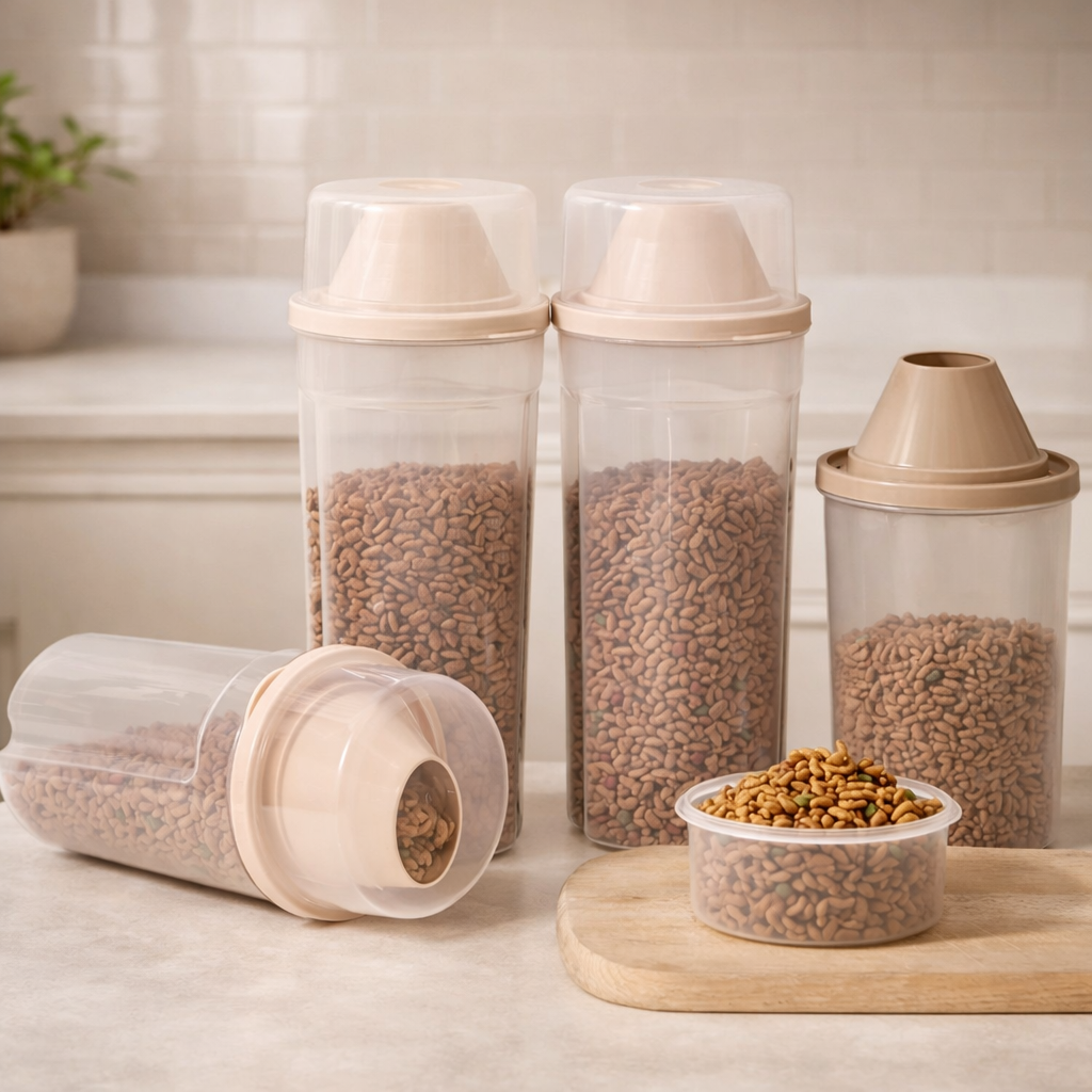 Dog Food Storage Container with Scale - Transparent Pet Food Dispenser