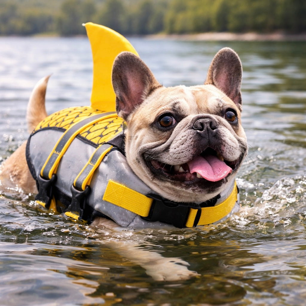 Shark Pattern Dog Life Jacket Swimming Vest Pet Safety Harness