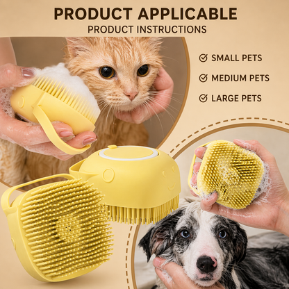 Dog Bath Brush Silicone Pet Shampoo Brush With Soap Dispenser