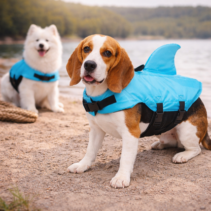 Shark Fin Dog Life Jacket Enhanced Buoyancy Safety Vest With Handle