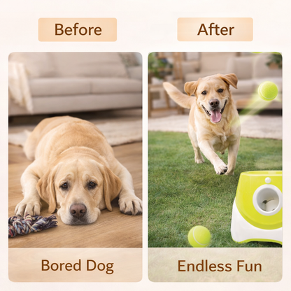 Automatic Dog Tennis Ball Launcher - Interactive Pet Toy With 3 Balls