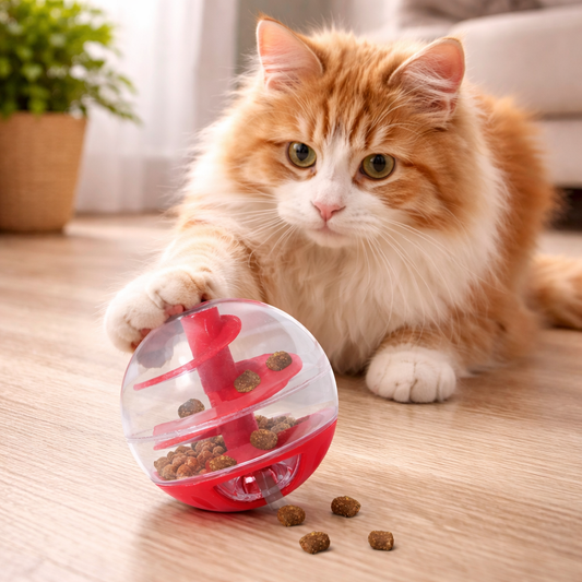 Cat Treat Dispensing Ball - Interactive Slow Feeder Puzzle Toy