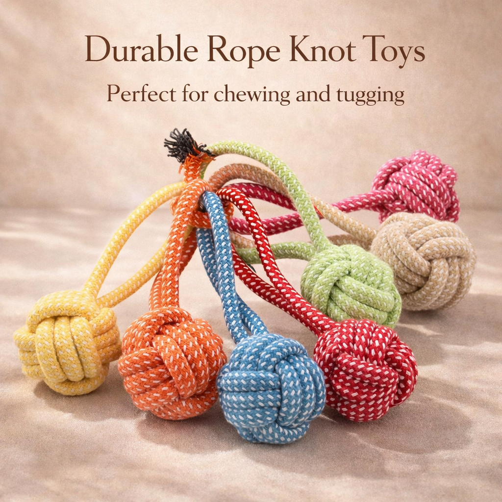 Dog Rope Toy - Cotton Chew Ball for Teeth Cleaning and Tug of War
