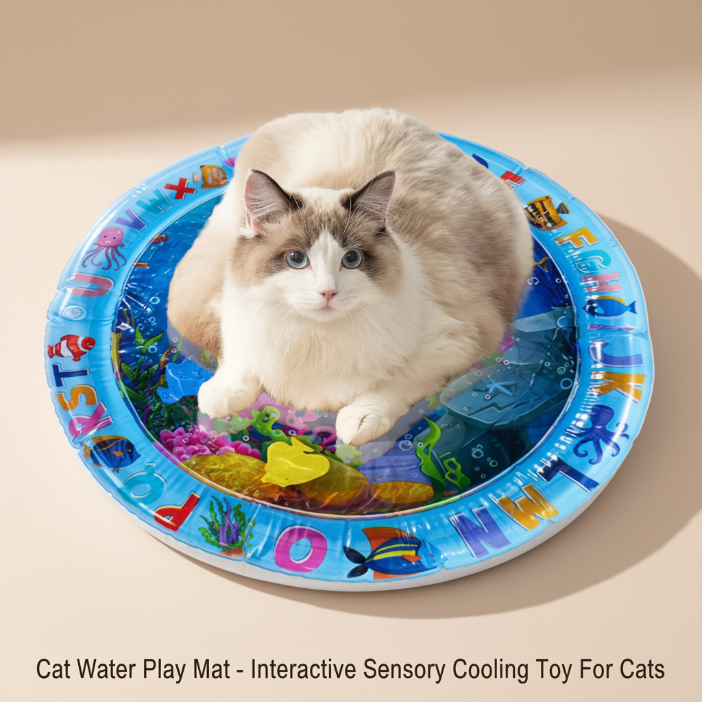 Cat Water Play Mat - Interactive Sensory Cooling Toy For Cats