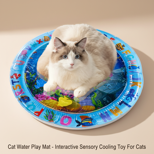 Cat Water Play Mat - Interactive Sensory Cooling Toy For Cats