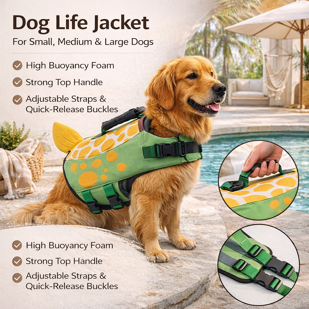 Dog Life Jacket Swimming Safety Vest for Small Medium Large Dogs