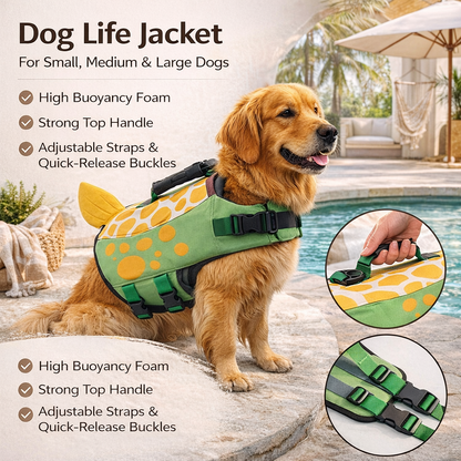 Dog Life Jacket Swimming Safety Vest for Small Medium Large Dogs