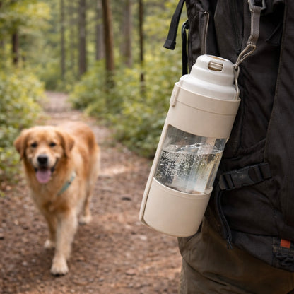 Portable Dog Water Bottle With Food Storage For Travel Pets