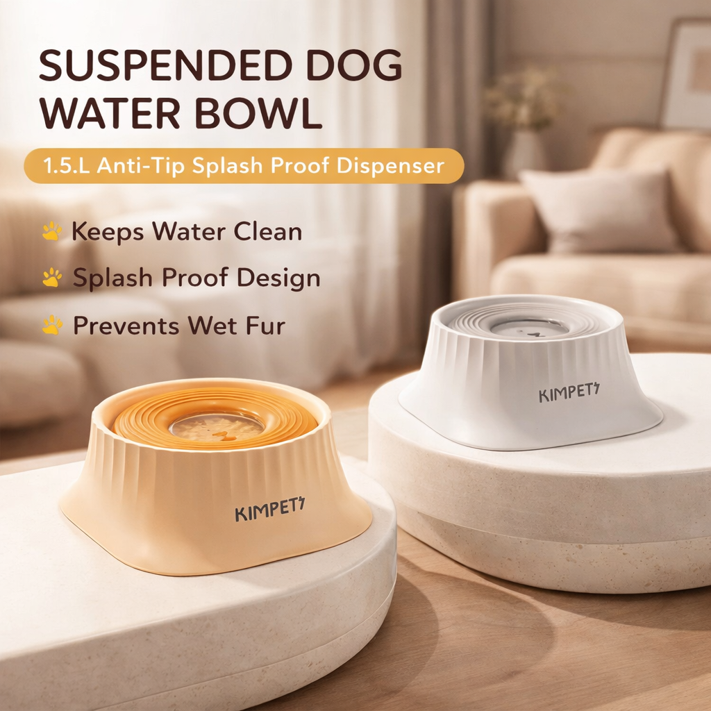 Suspended Dog Water Bowl - 1.5L Anti-Tip Splash Proof Dispenser