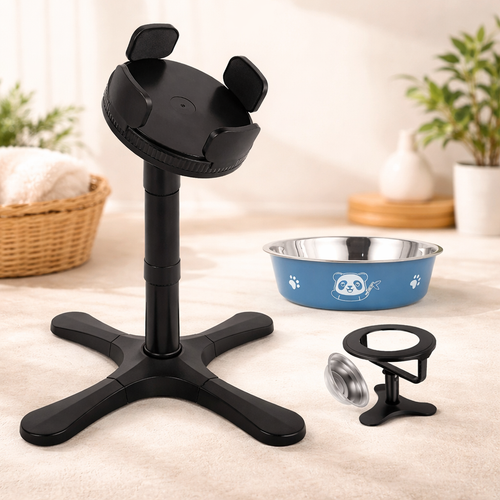 Adjustable Dog Bowl Stand With Stainless Steel Bowl Non Slip Design