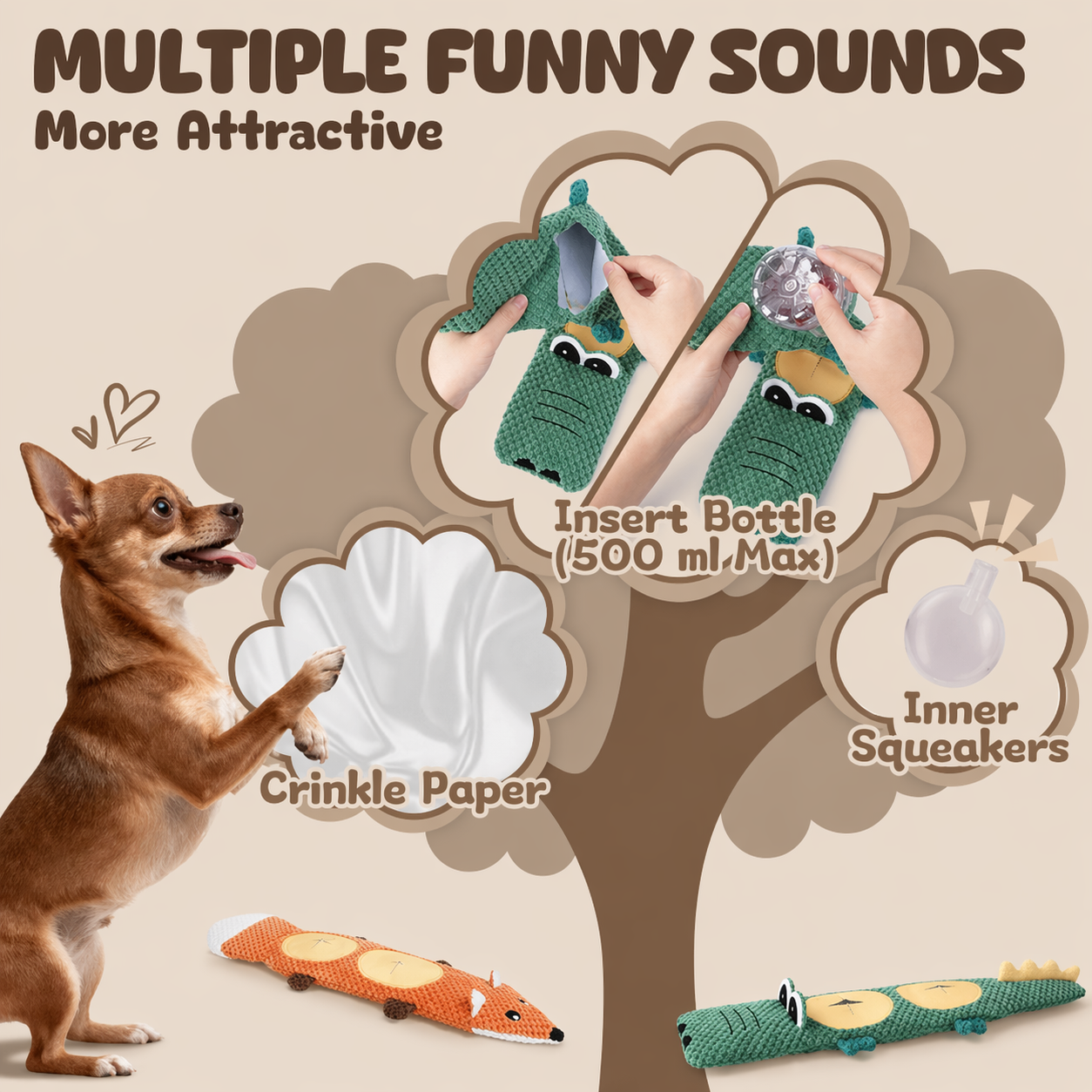 Interactive Dog Puzzle Feeder Toy With Sound - Durable Plush Pet Toy