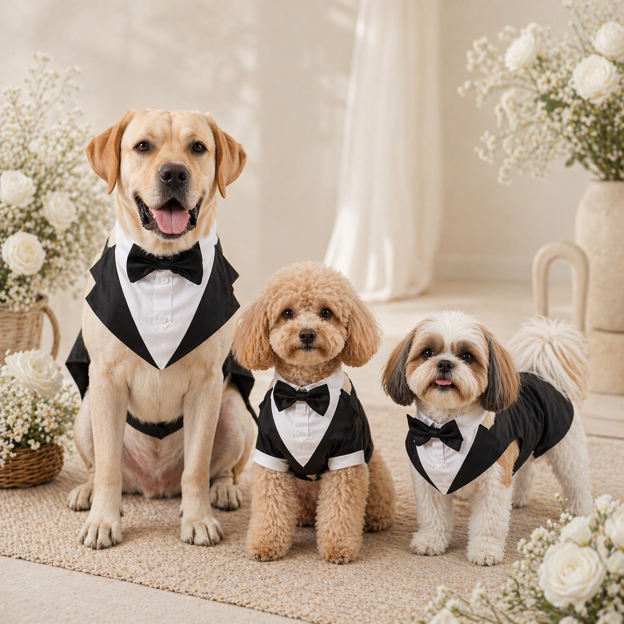 Large Dog Tuxedo Costume With Detachable Bow Tie For Weddings