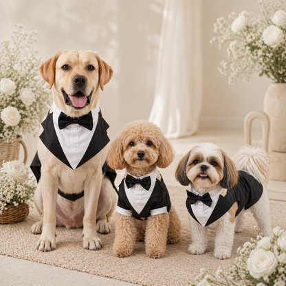 Large Dog Tuxedo Costume With Detachable Bow Tie For Weddings