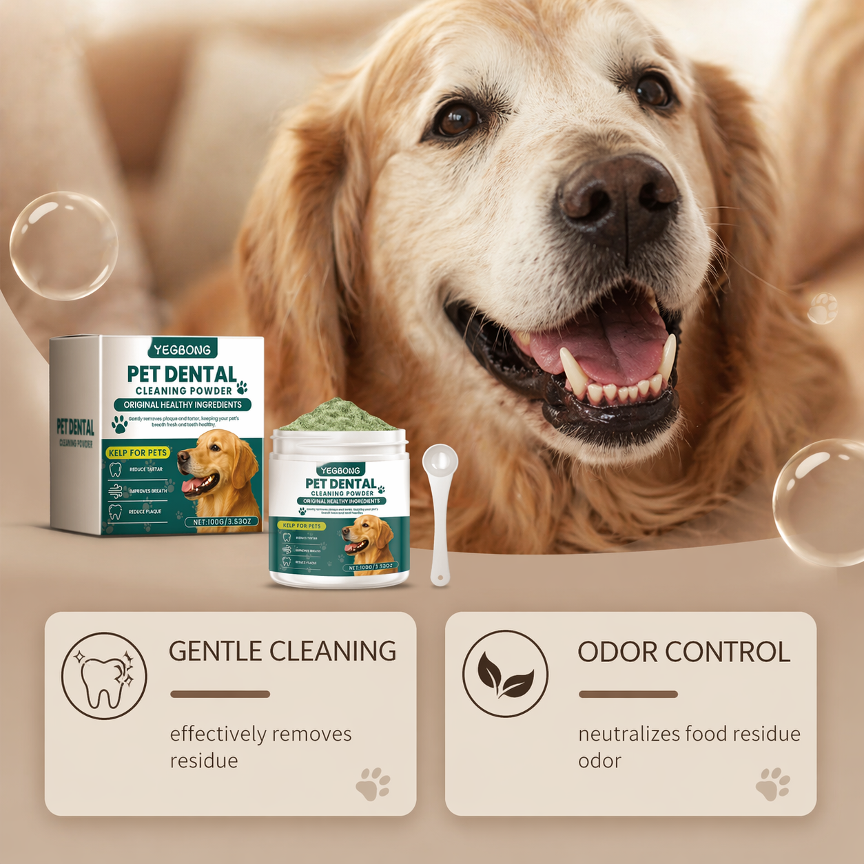 Pet Teeth Cleaning Powder For Dogs - Reduces Tartar And Freshens Breath