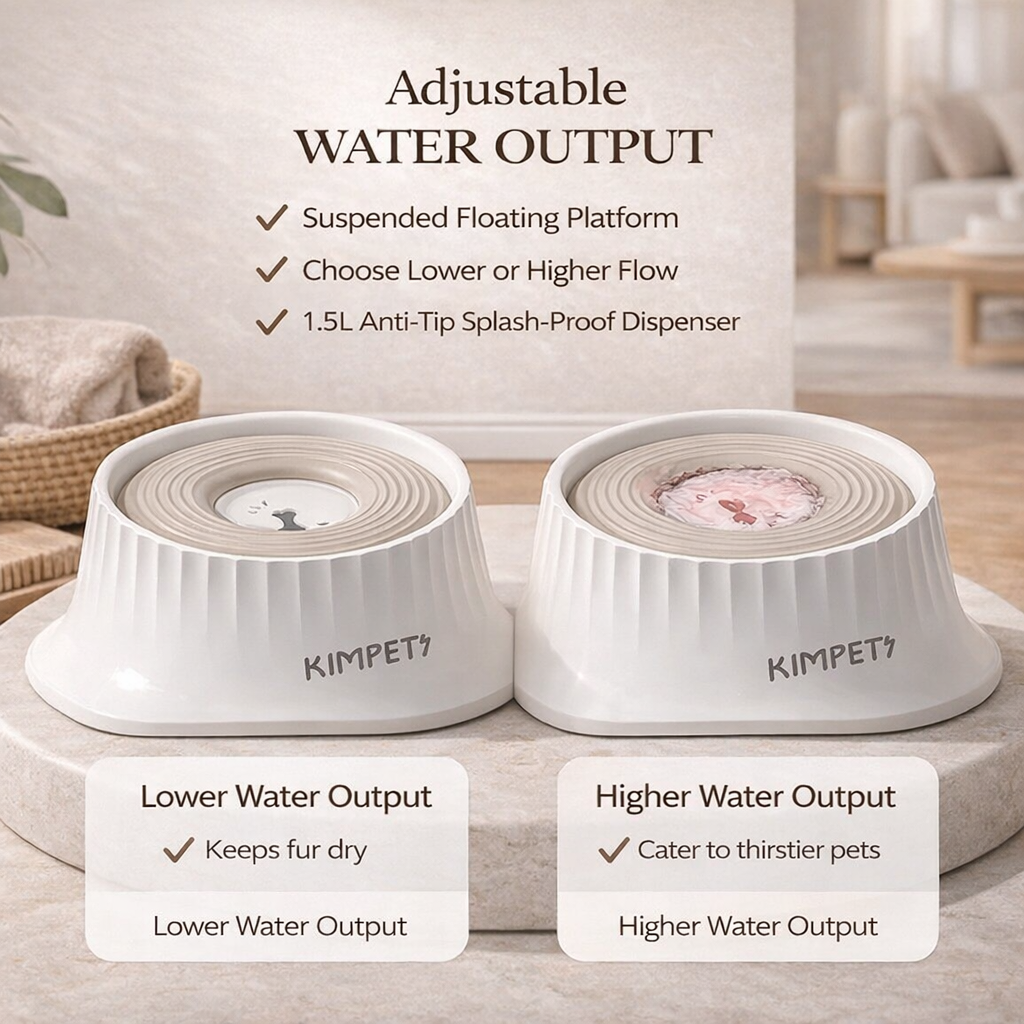 Suspended Dog Water Bowl - 1.5L Anti-Tip Splash Proof Dispenser