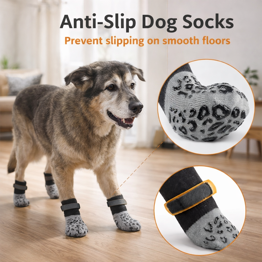 4pcs Dog Paw Protectors Anti-Slip Boots With Traction Control
