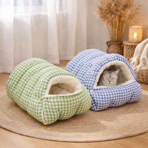 Foldable Winter Pet Bed For Cats Dogs - Thickened Semi-Enclosed Design