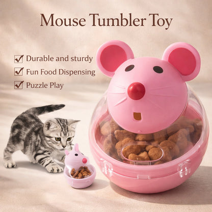 Pet Feeder Cat Toy Mouse Rolling Food Dispenser Bowl For Kittens