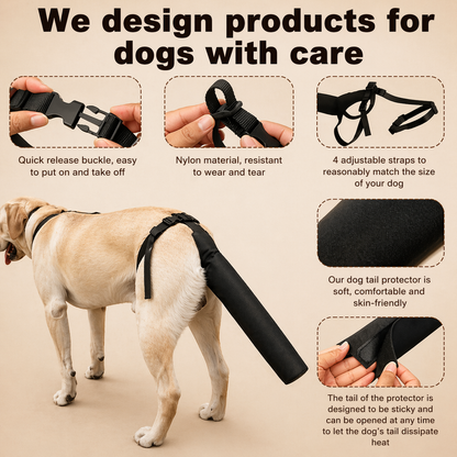 Adjustable Dog Tail Protector - Breathable Wound Cover With Harness