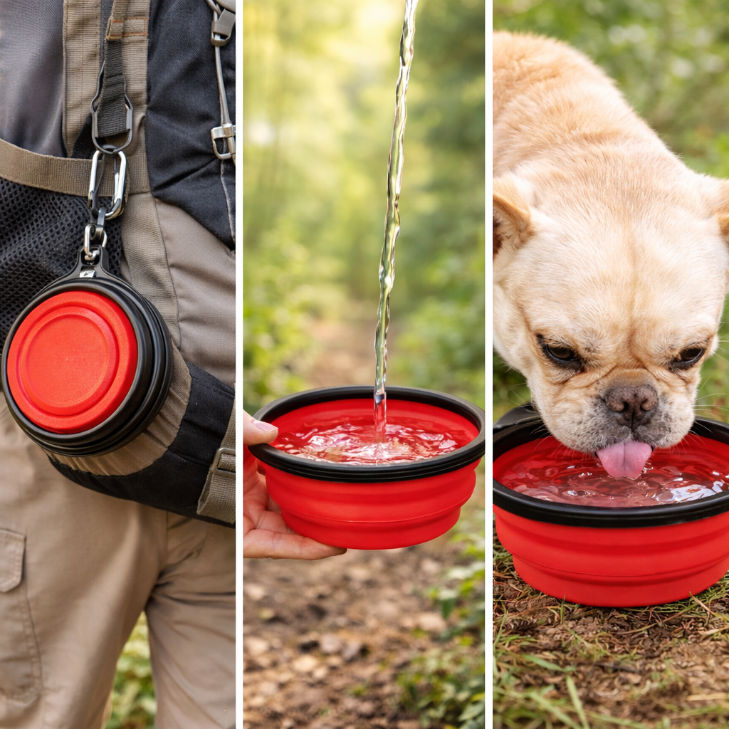 Portable Pet Food Bowl - Collapsible Silicone Travel Bowl for Dogs and Cats