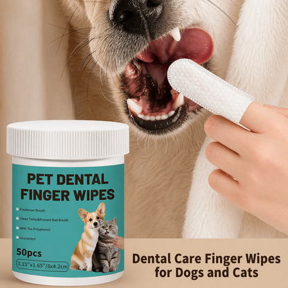 Pet Teeth Cleaning Wipes - Dental Finger Wipes For Dogs Cats