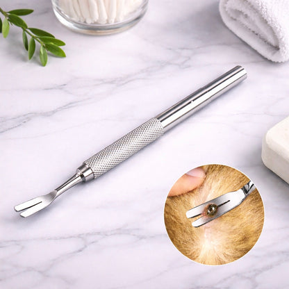 Stainless Steel Tick Removal Tool - Professional Pet Flea Tweezers