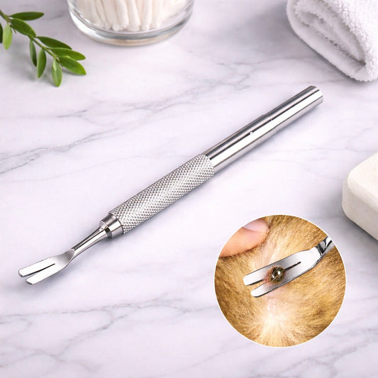 Stainless Steel Tick Removal Tool - Professional Pet Flea Tweezers