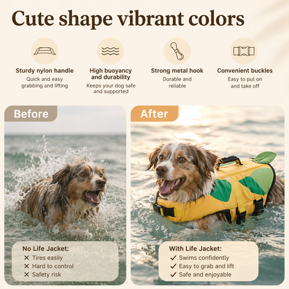 Dog Life Jacket Swimming Safety Vest for Small Medium Large Dogs