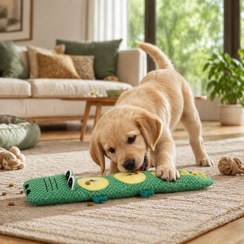 Interactive Dog Puzzle Feeder Toy With Sound - Durable Plush Pet Toy