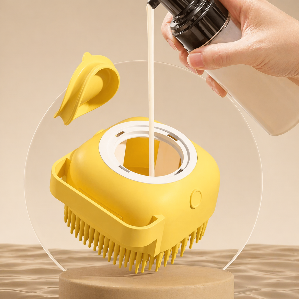 Dog Bath Brush Silicone Pet Shampoo Brush With Soap Dispenser