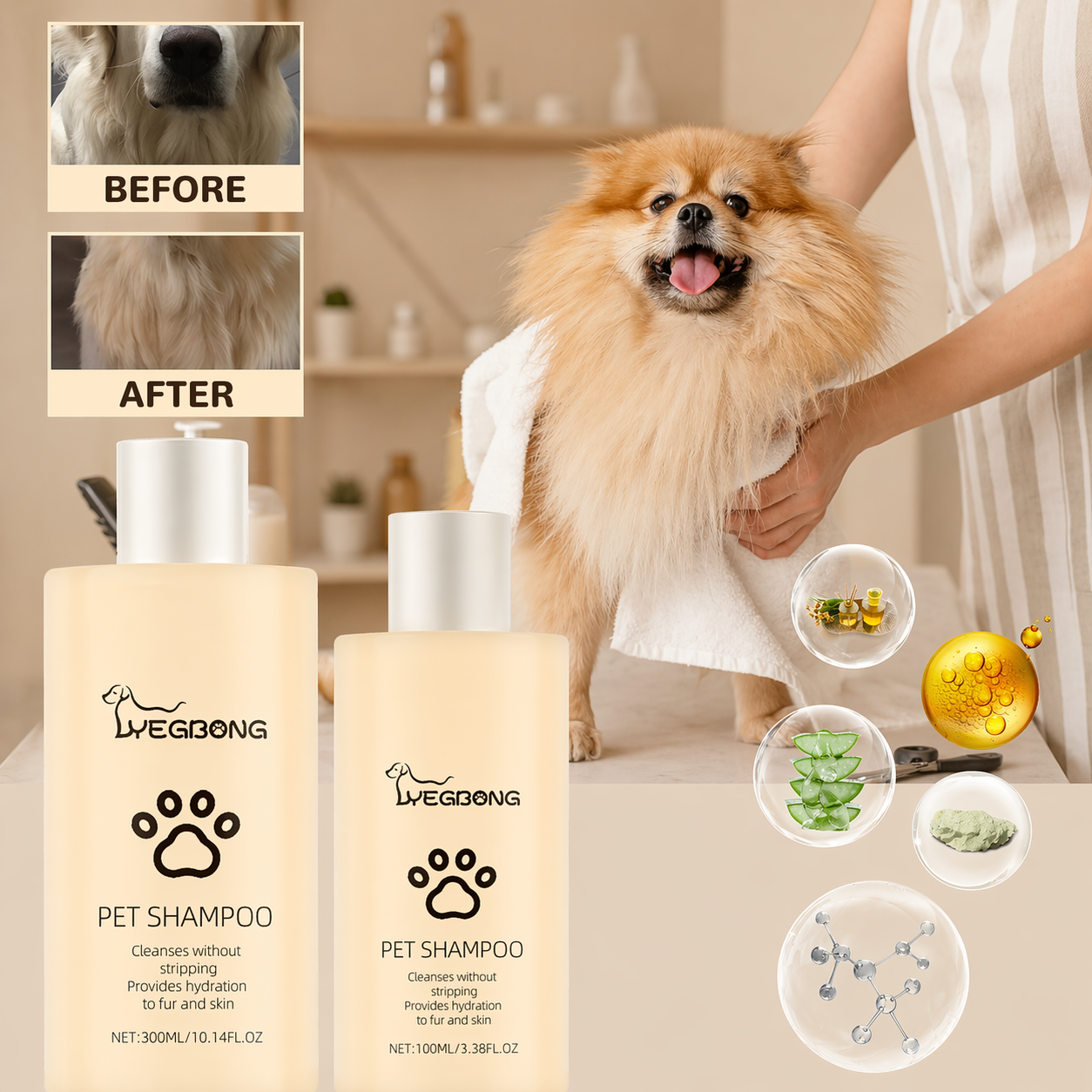 Pet Dog Shampoo for Soft Hair Flea Removal and Itch Relief