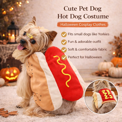 Cute Pet Dog Hot Dog Costume Halloween Cosplay Clothes