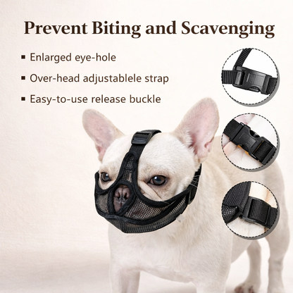 Bulldog Mask Anti-Biting Breathable Adjustable Dog Muzzle