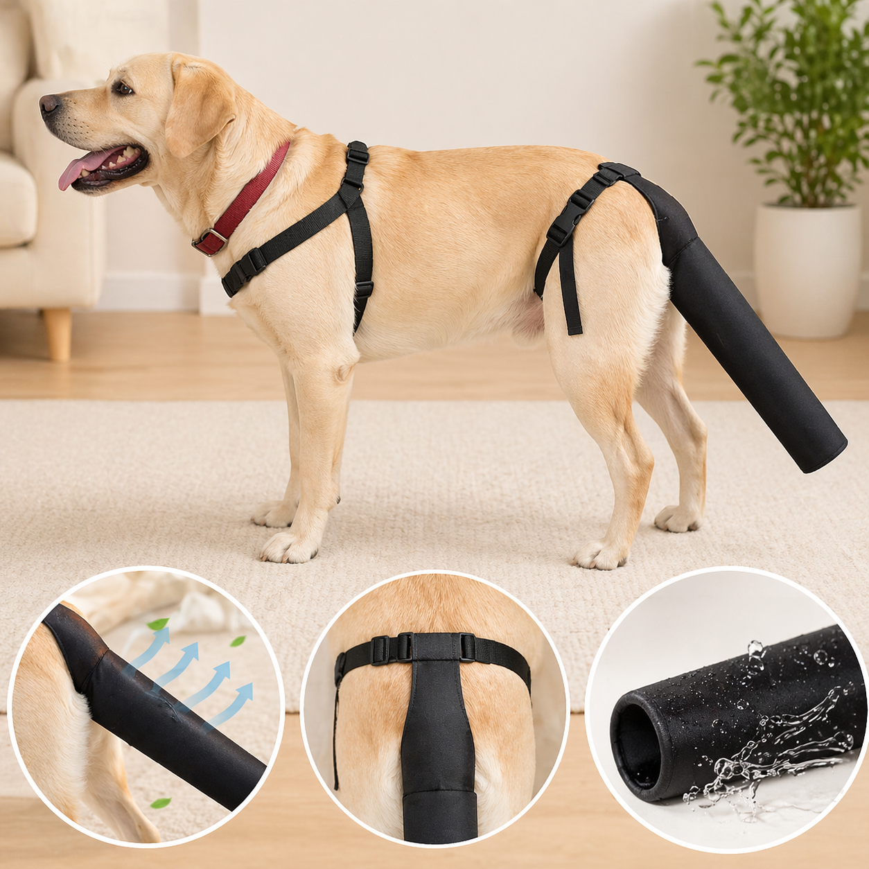 Adjustable Dog Tail Protector - Breathable Wound Cover With Harness
