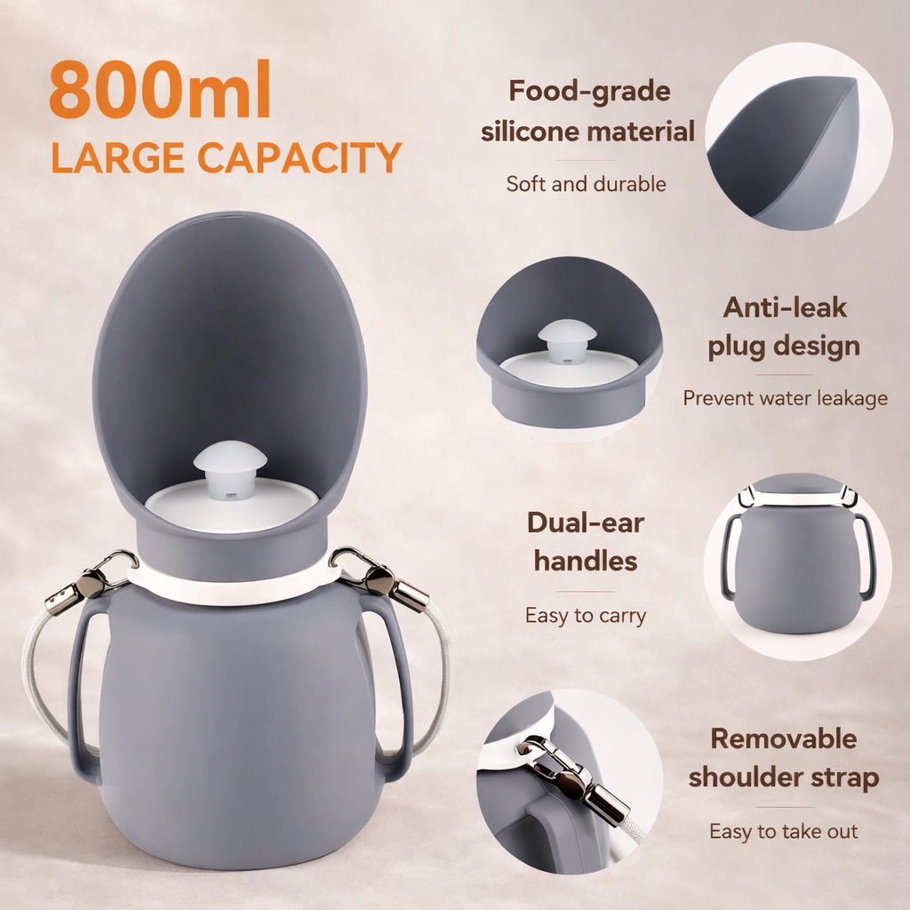Silicone Dog Water Bottle - 2-in-1 Foldable Travel Bowl