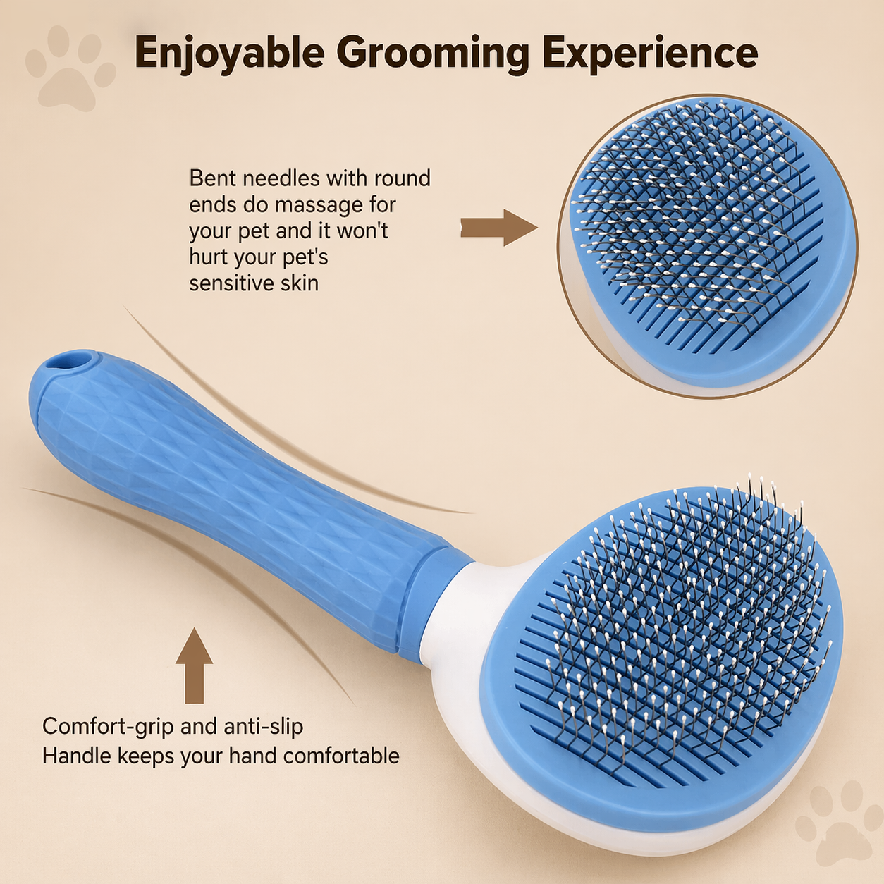 Pet Grooming Tool Kit - Self-Cleaning Brush & Nail Clippers Set