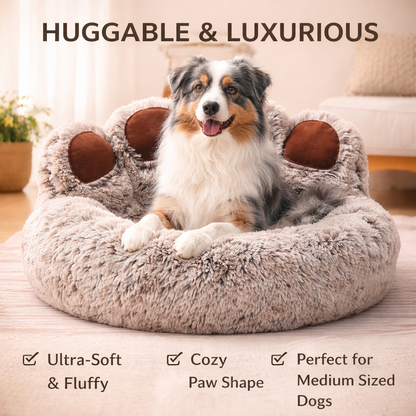 Bear Paw Dog Bed - Soft Fluffy Pet Sofa for Small Medium Large Dogs