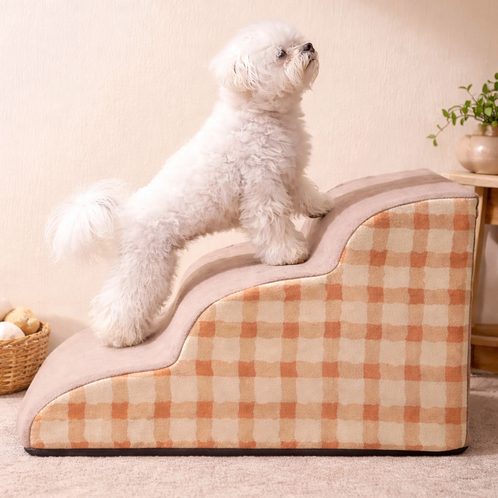 Pet Stairs For Sofa And Bed - 2/3 Step Foam Ramp For Small Dogs