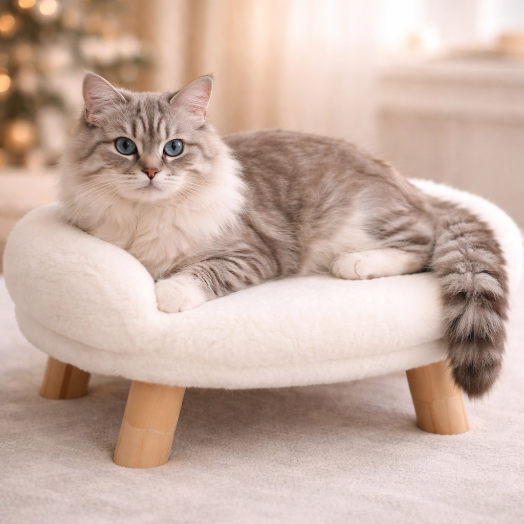 PawHut Dog Sofa - Raised Pet Bed With Wooden Legs For Dogs & Cats