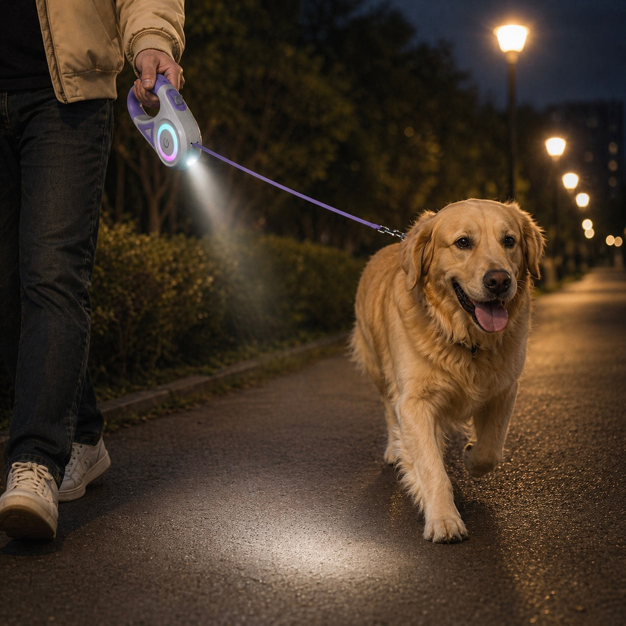 LED Retractable Dog Leash With Light For Small Medium Large Dogs