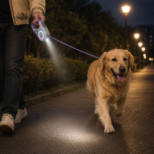 LED Retractable Dog Leash With Light For Small Medium Large Dogs