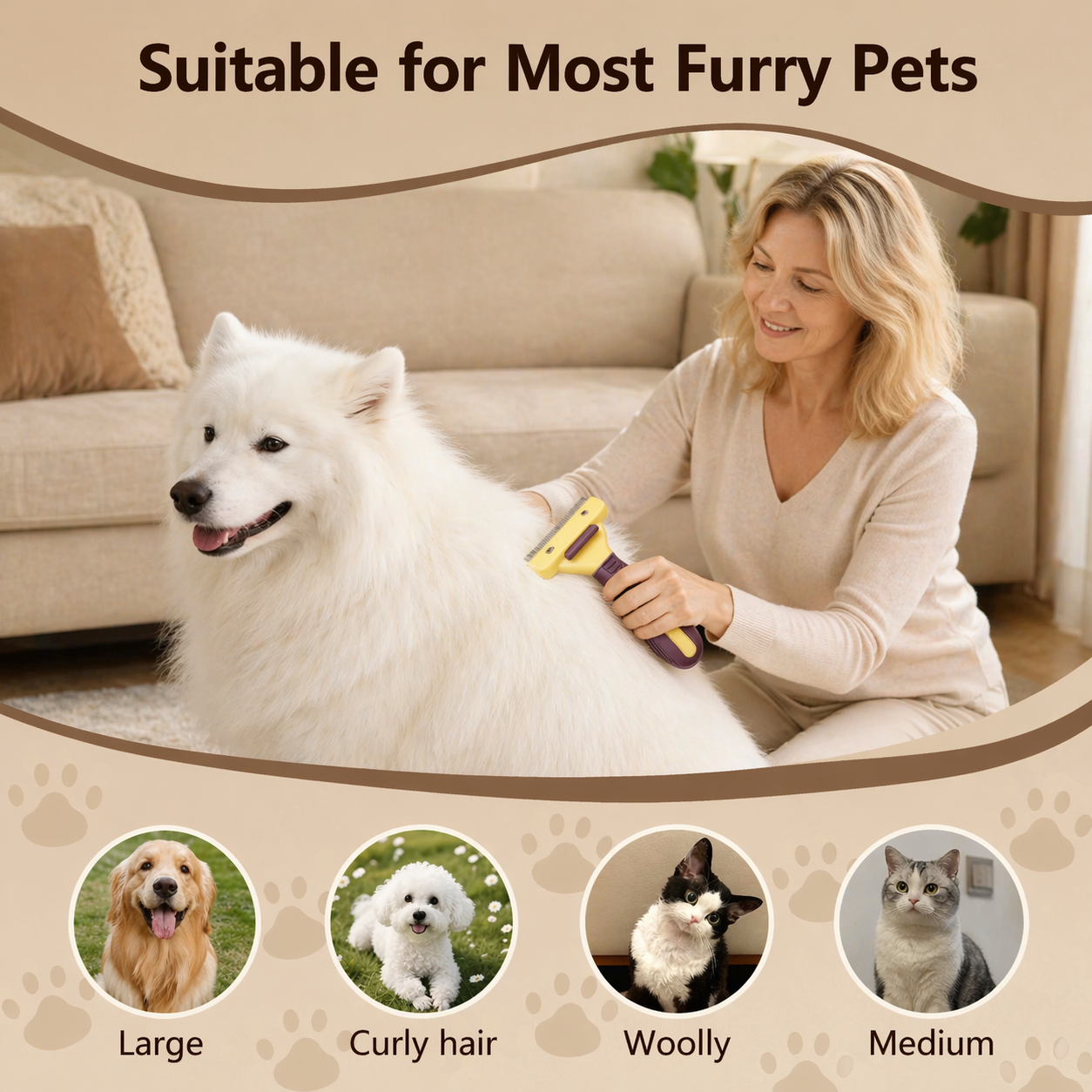 Pet Grooming Brush For Dogs - Deshedding Tool For All Breeds