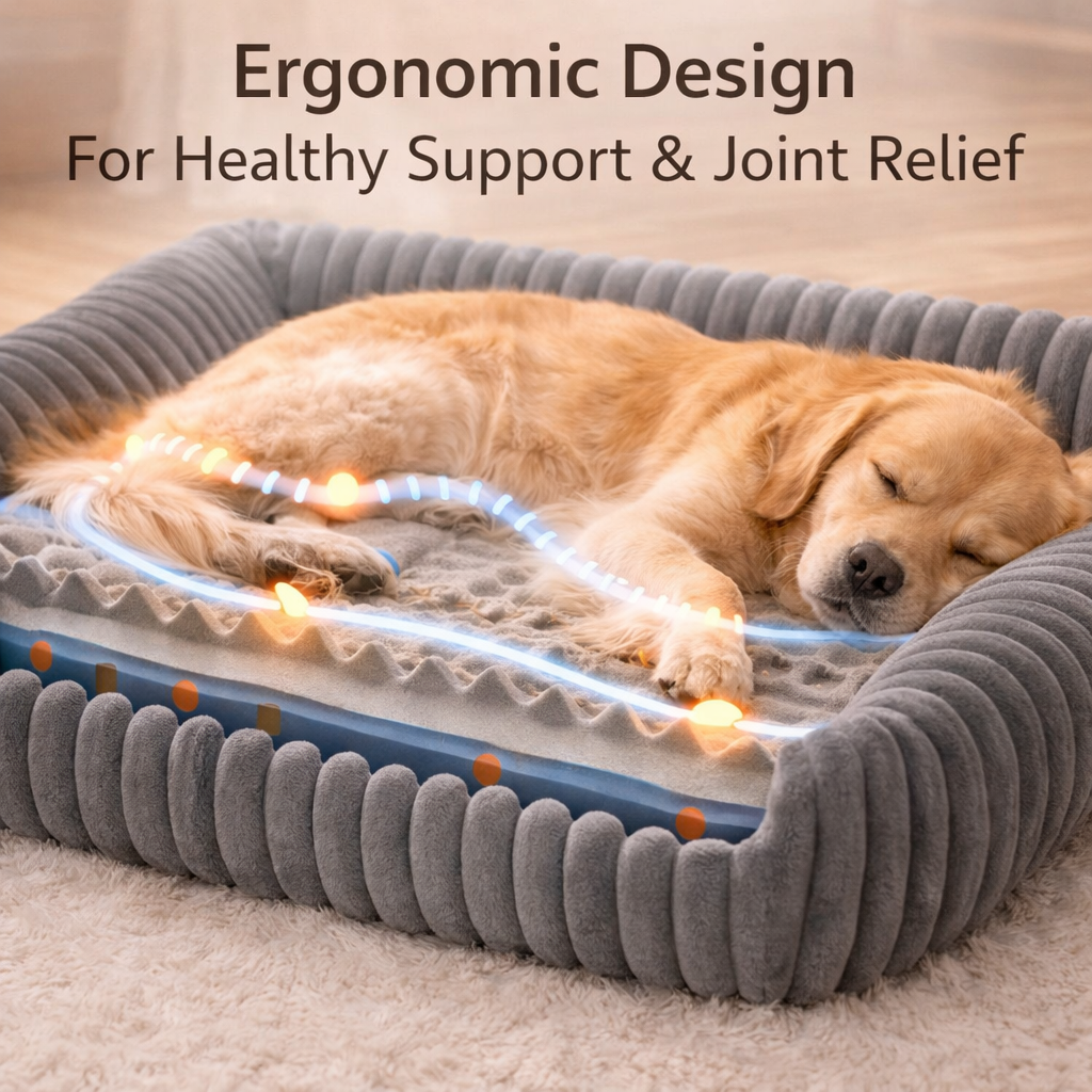 Orthopedic Plush Dog Bed - High Resilience Support for Medium Large Dogs