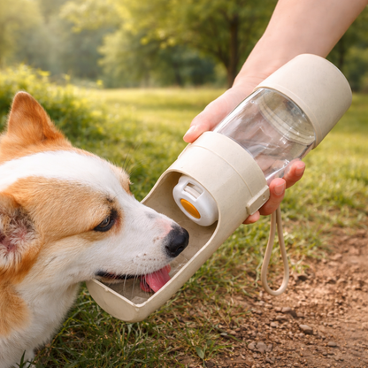 Portable Dog Water Bottle With Food Storage For Travel Pets