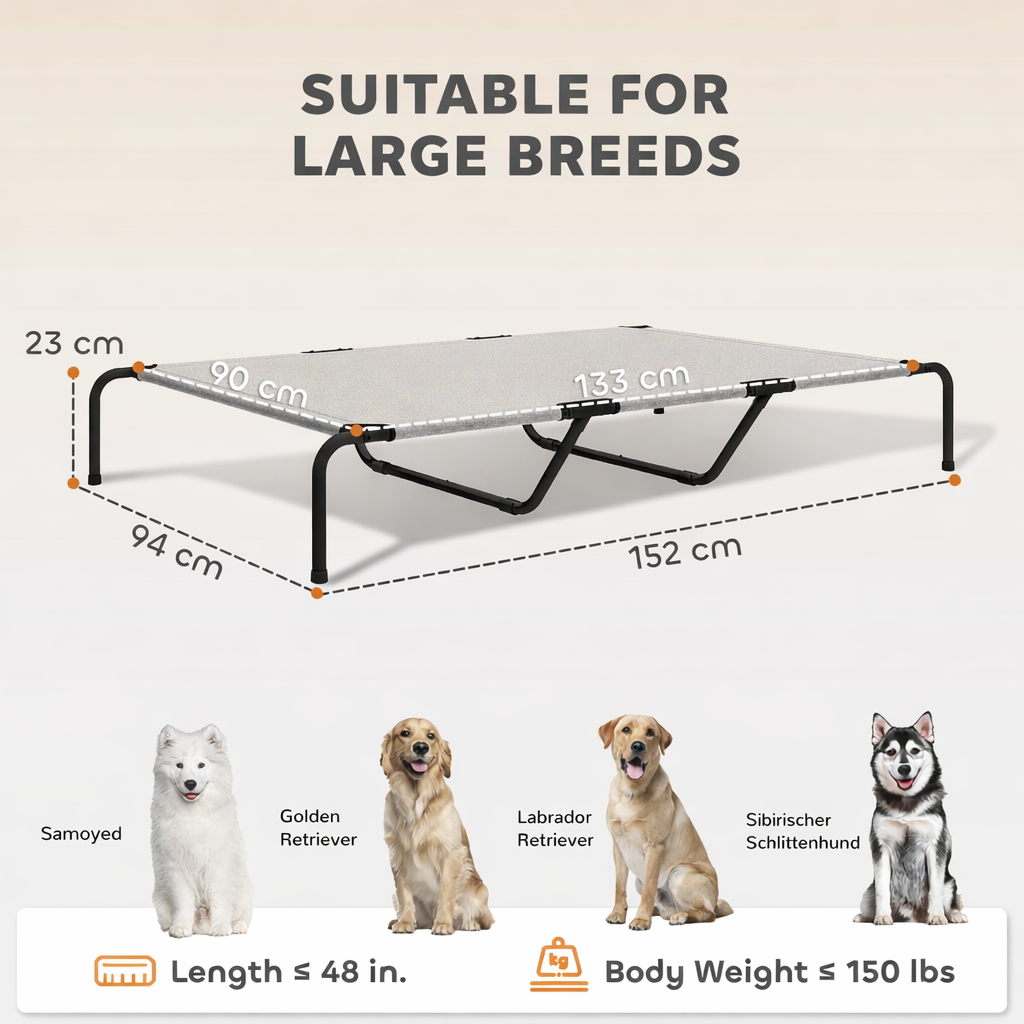 PawHut Elevated Dog Bed for Large Dogs with Steel Frame