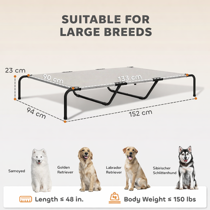 PawHut Elevated Dog Bed for Large Dogs with Steel Frame