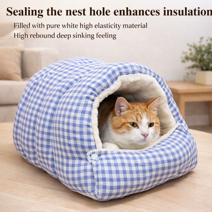 Foldable Winter Pet Bed for Cats and Dogs - Thickened Enclosed Design